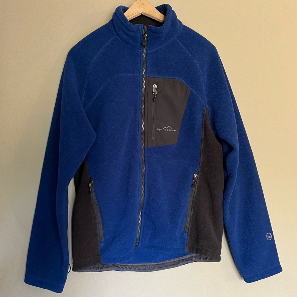 Eddie Bauer Blue/Grey/Black Fleece Jacket Small